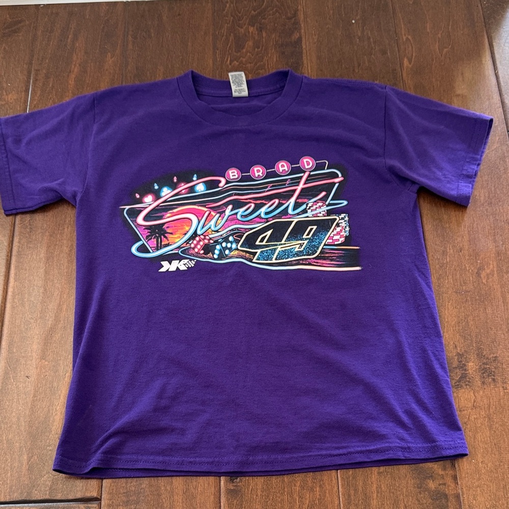 Youth Medium Brad Sweet Tee with Neon Racing Design